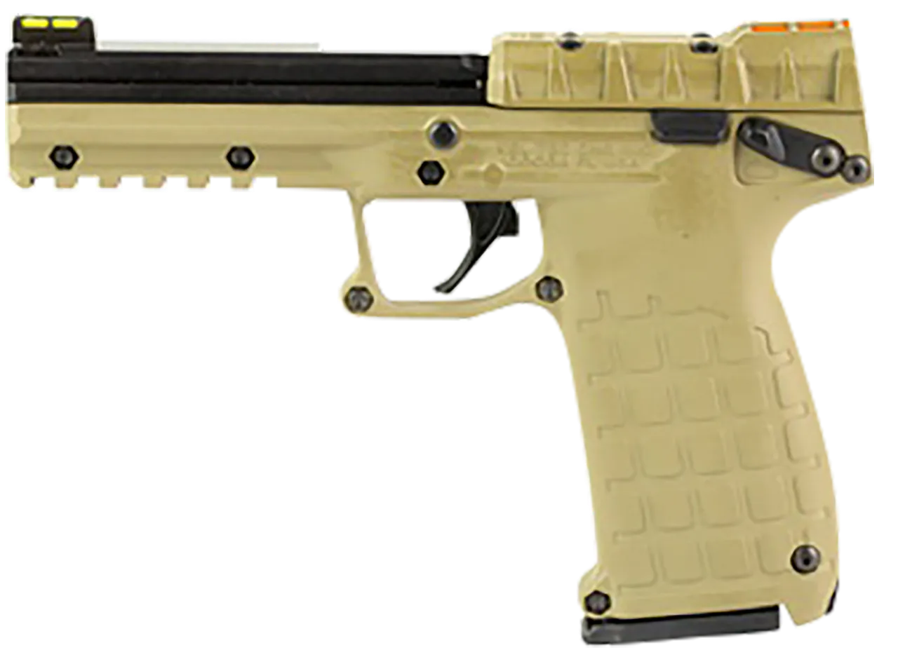 Kel-Tec PMR30TAN10 PMR30  22 WMR 10+1 4.30" Black Fluted Steel Barrel, Black/Tan Serrated Slide, Tan Polymer Frame w/Picatinny Rail, Tan Textured Polymer Grip