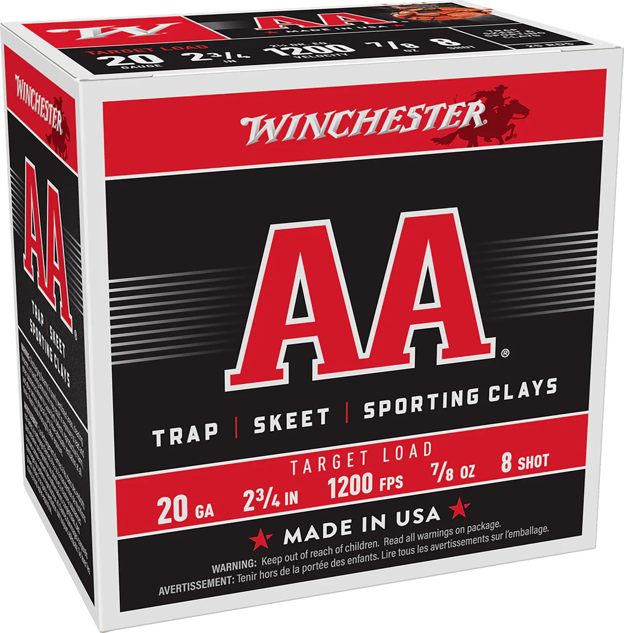 Winchester Ammo AA208 AA  20Gauge 2.75" 7/8oz 8Shot 25 Per Box/10 Case