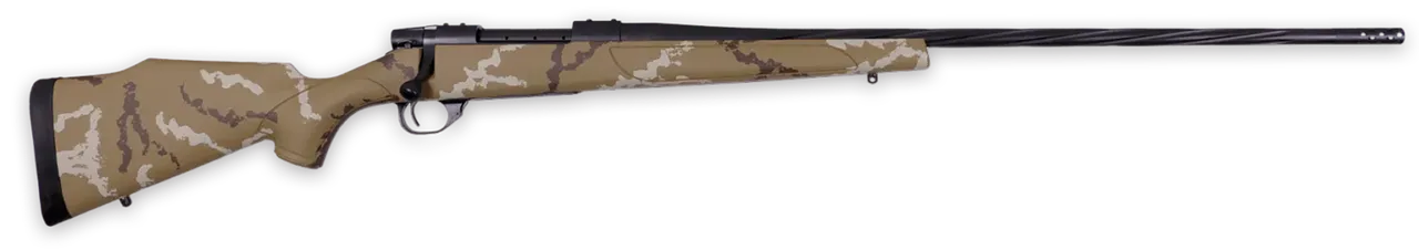 Weatherby VHH300NR6B Vanguard Outfitter Full Size 300 Win Mag 3+1 26" Black Cerakote #2 Fluted/Threaded Barrel & Drilled & Tapped Steel Receiver. Tan w/Brown & White Sponge Monte Carlo Synthetic Stock