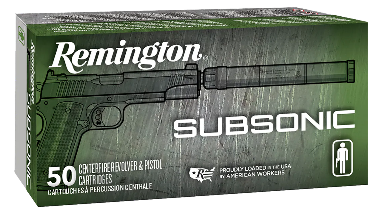 Remington Ammunition 28428 Subsonic 45ACP 230gr Flat Nose Enclosed Base 50 Per Box/10 Case