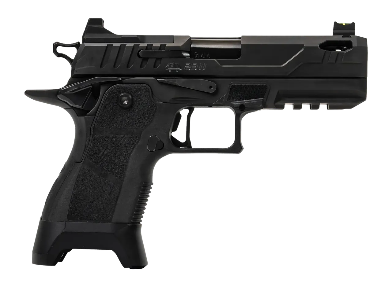 Oa Defense 2311 Pro w/Plus Kit Compact Frame 9mm Luger 17+1 4.25" Black Ported Barrel, DLC Black Steel Optic Ready/Serrated Slide, Black Aluminum Frame w/Picatinny Rail, Black Polymer Grip, Ambidextr