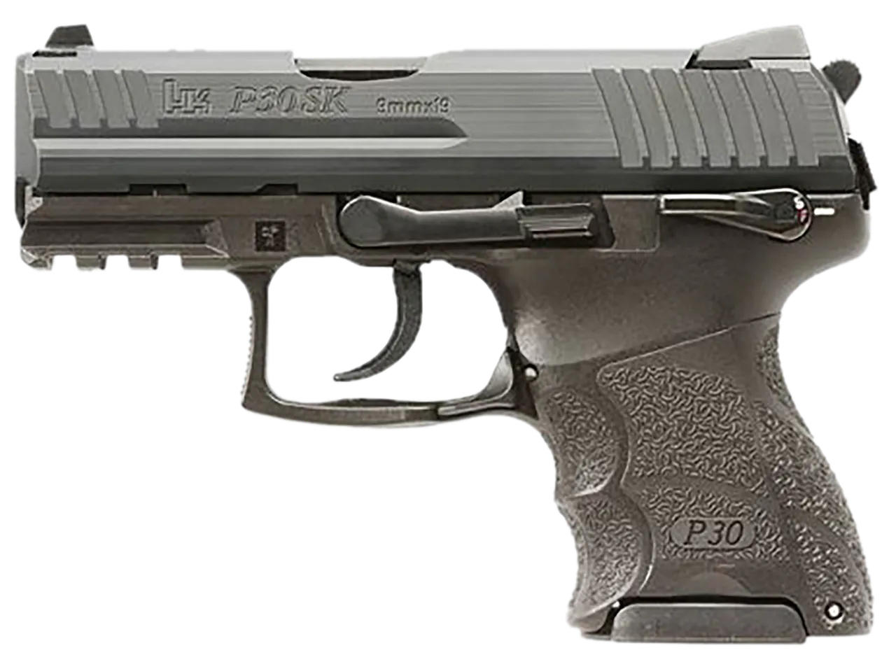 HK 81001110 P30SK V3 Sub-Compact Frame 9mm Luger 10+1 3.27" Stainless Steel Barrel, Black Cerakote Serrated Steel Slide, Black Polymer Frame w/Picatinny Rail, Ambidextrous