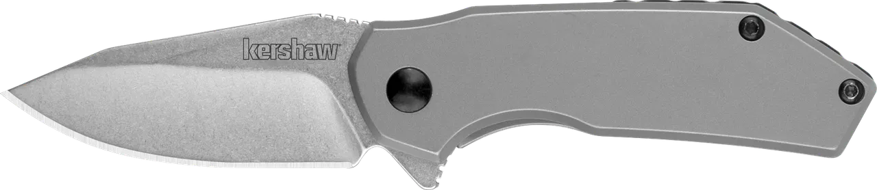 Kershaw 1375 Valve  EDC 2.25" Folding Drop Point Plain Stonewashed 4Cr14 Blade, Bead Blasted Stainless Steel Handle