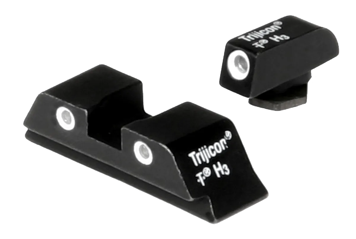 Trijicon 600210 Bright & Tough Night Sights  Green/Tritium White Outline Front Sight-Green/Tritium White Outline Rear Sight Glock 17/17L/19 Standard Frame