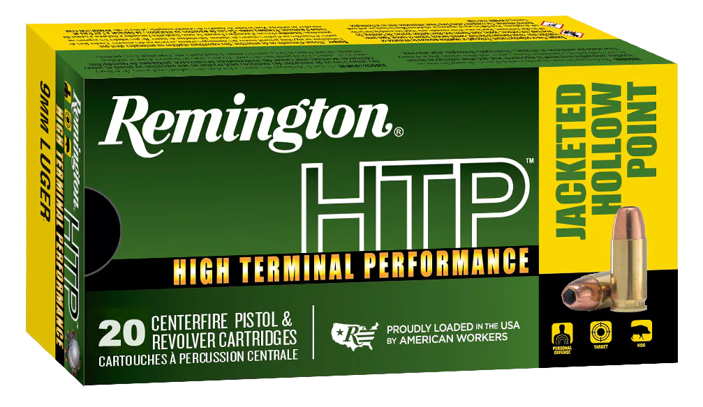 Remington Ammunition 28295 HTP  9mmLuger 147gr Jacketed Hollow Point 20 Per Box/25 Case