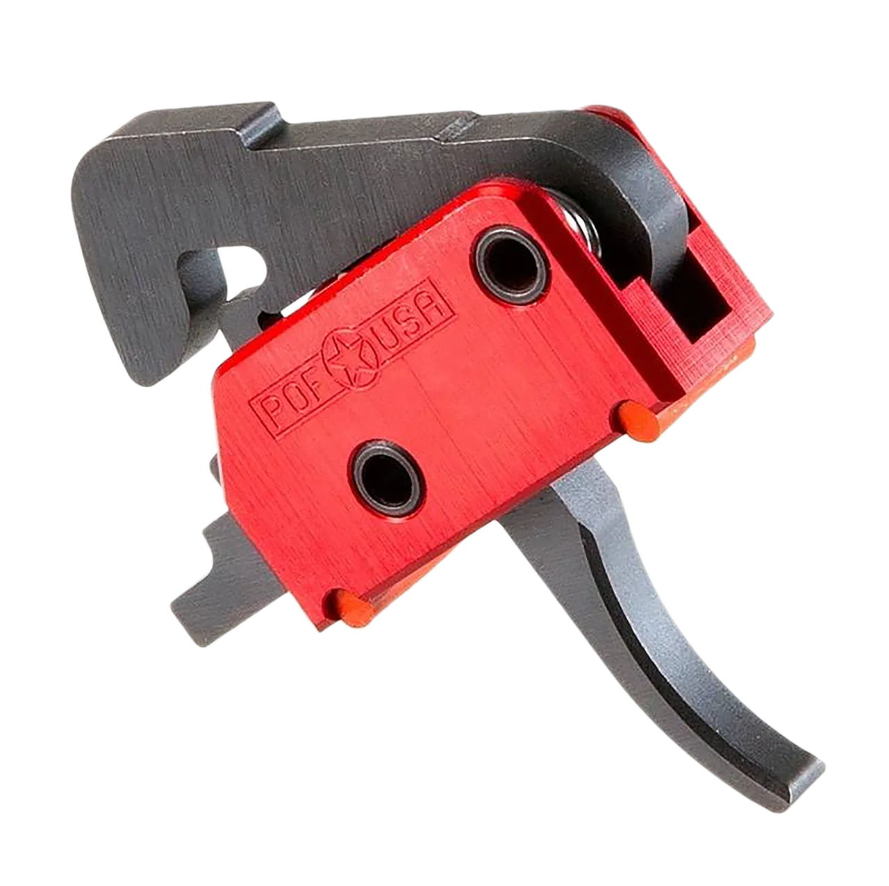 Patriot Ordnance Factory 00457 Drop-In  Single-Stage Curved Trigger with 4.50 lbs Draw Weight & Black/Red Finish for AR-Platform