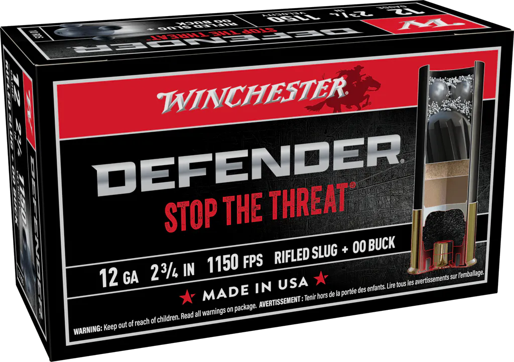 Winchester Ammo S12PDX1 PDX1 Defender Combo 12Gauge 2.75" 1oz Rifled Slug 3Plated 00Buck Shot 10 Per Box/10 Case