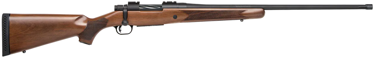 Mossberg 28239 Patriot Full Size 7mm PRC 3+1 24" Matte Blued Fluted Threaded Barrel, Drilled & Tapped Matte Blued Stainless Steel Receiver, Walnut Fixed Stock