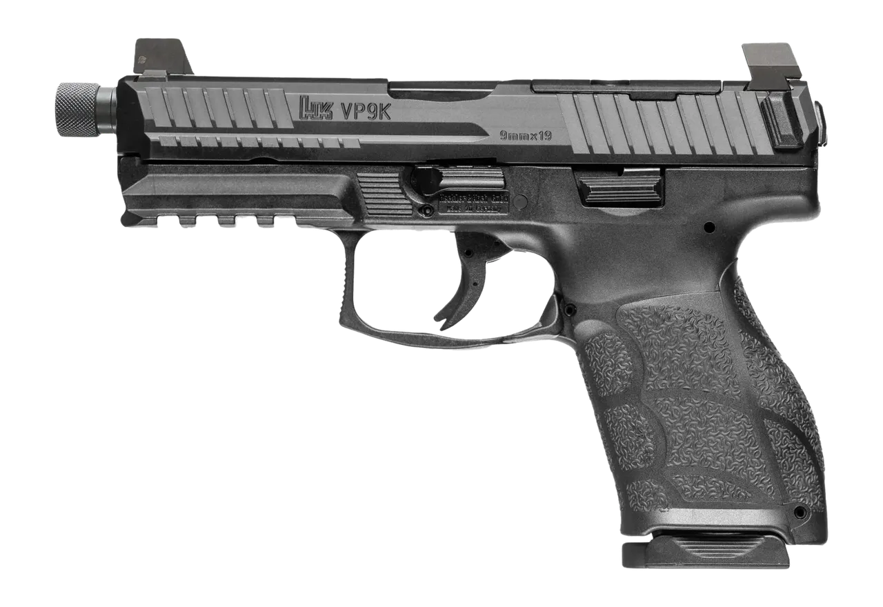 HK 81001230 VP9A1 K Tactical 9mm Luger 15+1 4.70" Black Threaded Barrel, Black Steel Optic Ready/Serrated Slide, Black Polymer Frame w/Picatinny Rail, Textured Grip