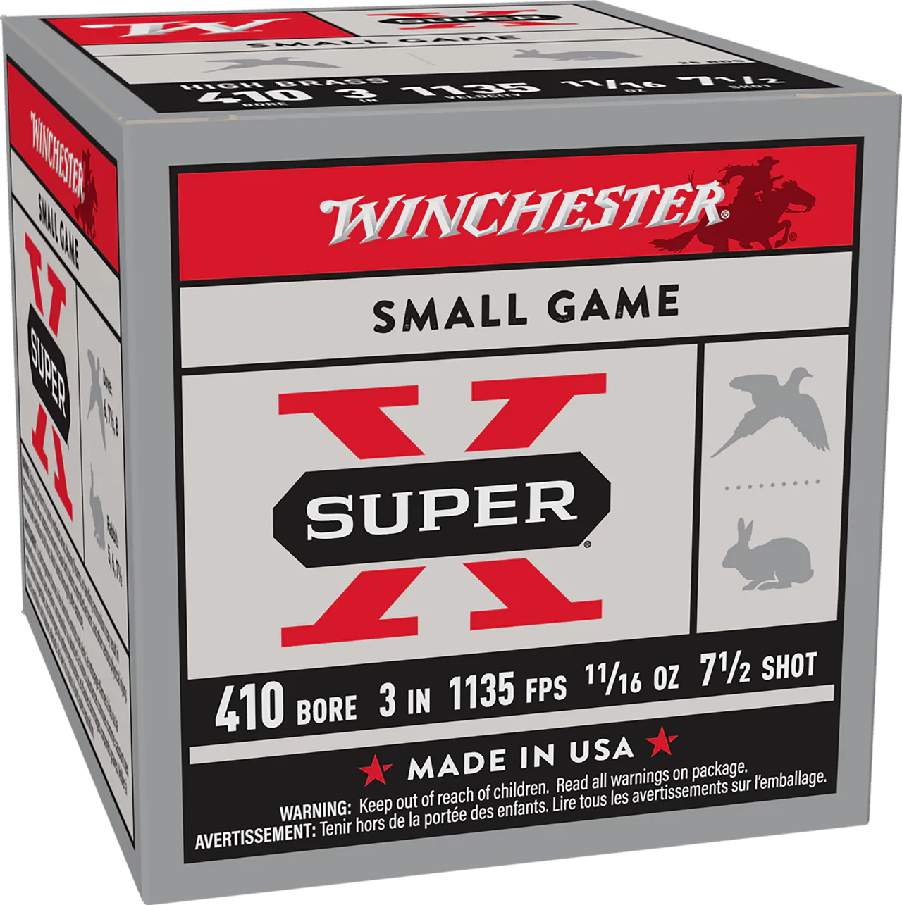 Winchester Ammo X4137 Super X Heavy Game Load High Brass 410Gauge 3" 11/16oz 7.5Shot 25 Per Box/10 Case