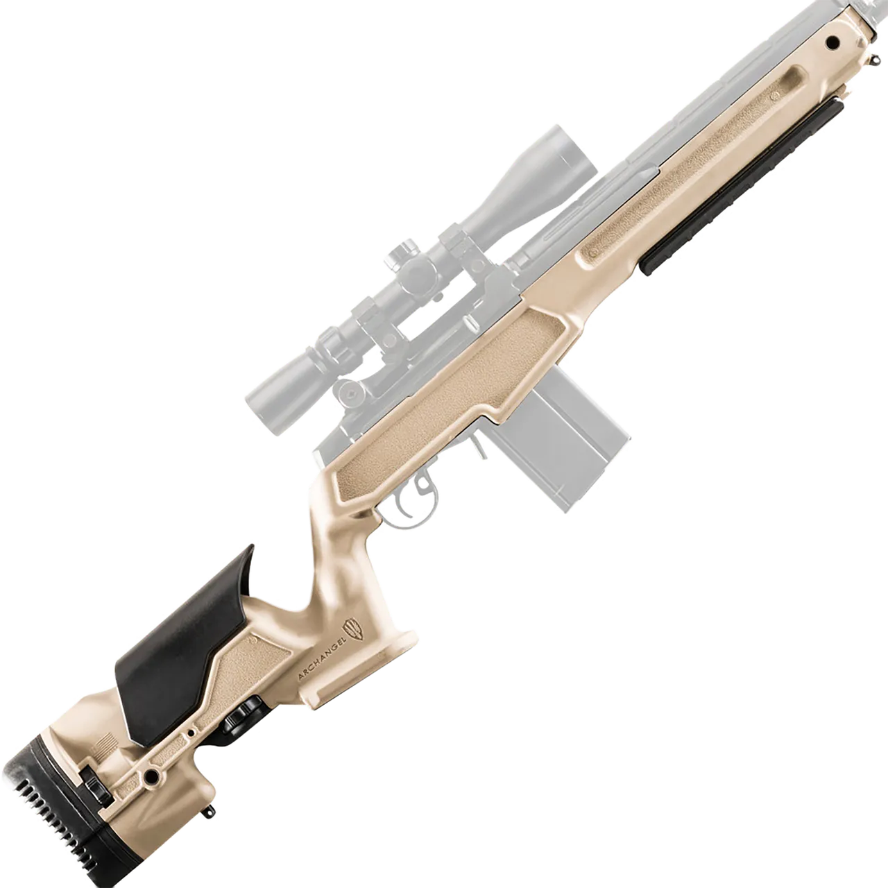 Archangel AAM1ADT Precision Stock Desert Tan Synthetic Fixed with Adjustable Cheek Riser for Springfield M1A, M14