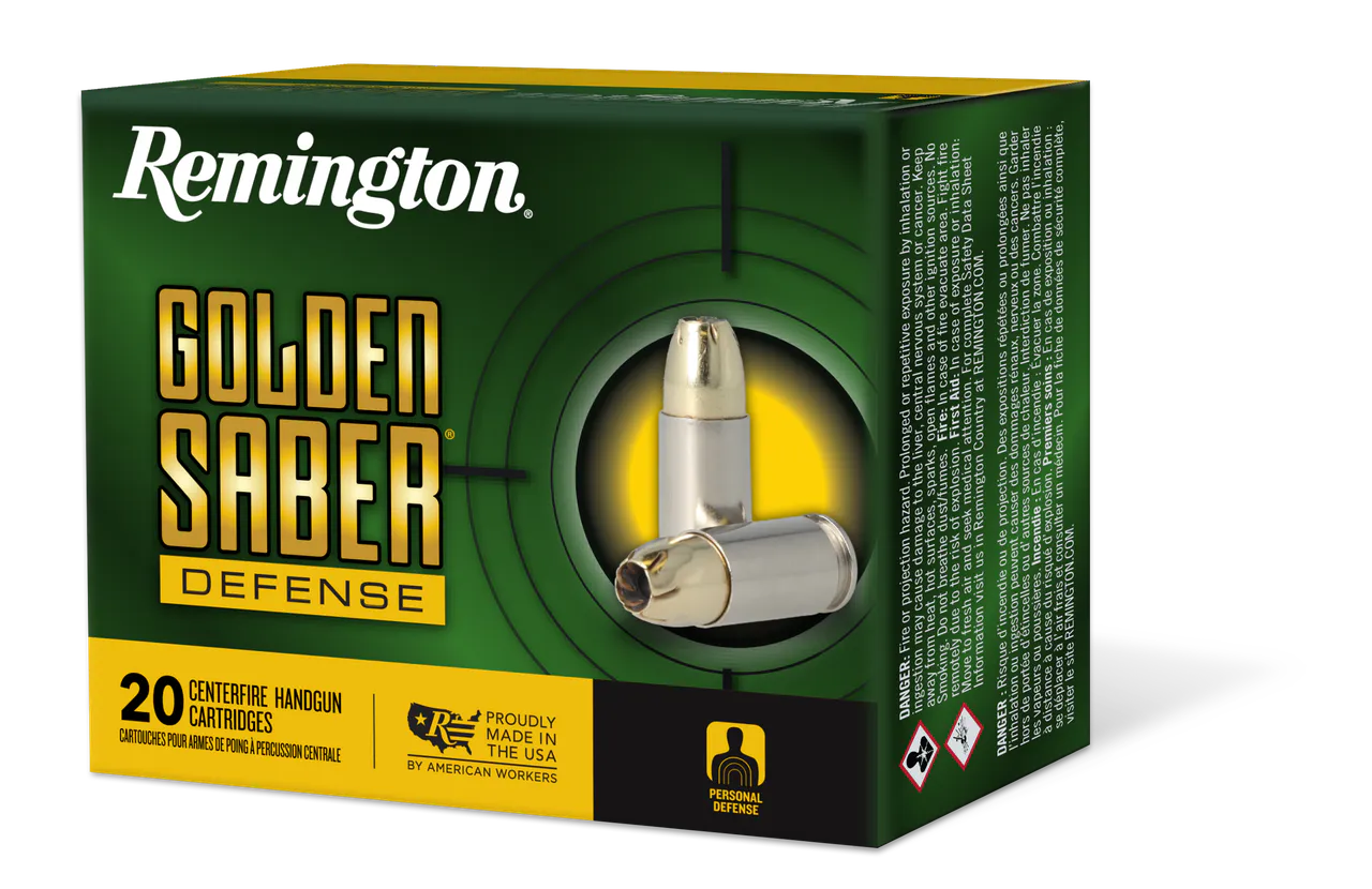 Remington Ammunition 27608 Golden Saber Defense 40S&W 180gr Brass Jacketed Hollow Point 20 Per Box/25 Case