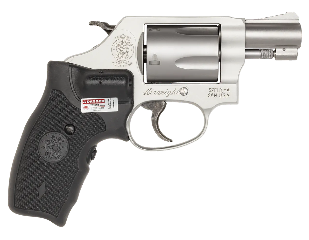 Smith & Wesson 163052 Model 637 w/Laser J-Frame 38 Special +P 5 Shot 1.88" Stainless Steel Barrel, Stainless Cylinder, Matte Silver Aluminum Frame, Black Crimson Trace Lasergrip