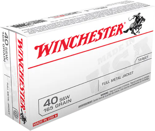 Winchester Ammo USA40SW USA  40S&W 165gr Full Metal Jacket Flat Nose 50 Per Box/10 Case