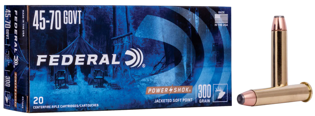 Federal 4570AS Power-Shok  45-70Gov 300gr Jacketed Soft Point 20 Per Box/10 Case