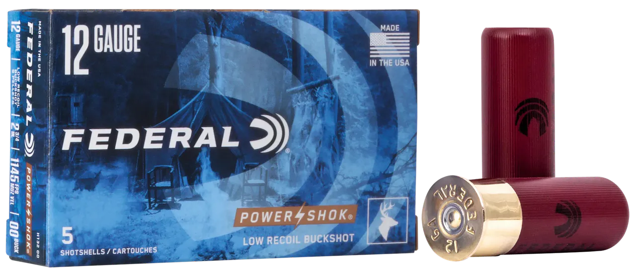 Federal H13200 Power-Shok Low Recoil 12Gauge 2.75" 9Pellets 1 3/16oz 00BuckShot 5 Per Box/50 Case
