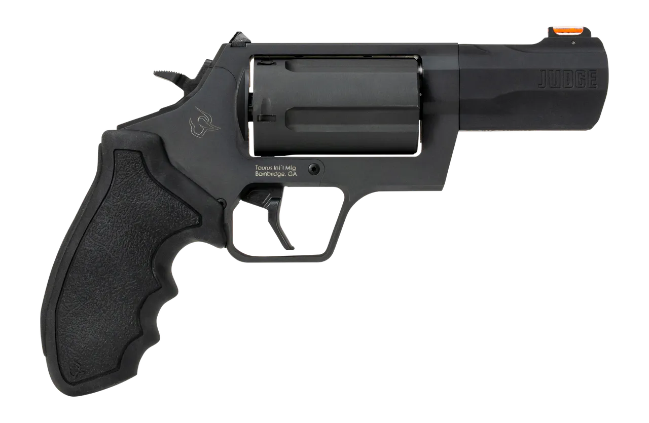 Taurus 2-JUDGE31 Judge 45 Long Colt/410 Gauge 5 Shot 3" Black Stainless Steel Barrel, Frame & Cylinder, Black Rubber Grip, Transfer Bar Safety