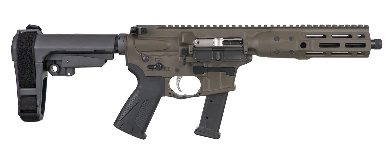 LWRC ICP9PBC8SBA3 IC-9  9mm Luger 8.50" 33+1 Black Nitride Threaded Barrel, Patriot Brown Anodized Aluminum Picatinny Rail Receiver, SB Tactical SBA3 Brace, LWRC Ultra Combat Grip, Ambidextrous