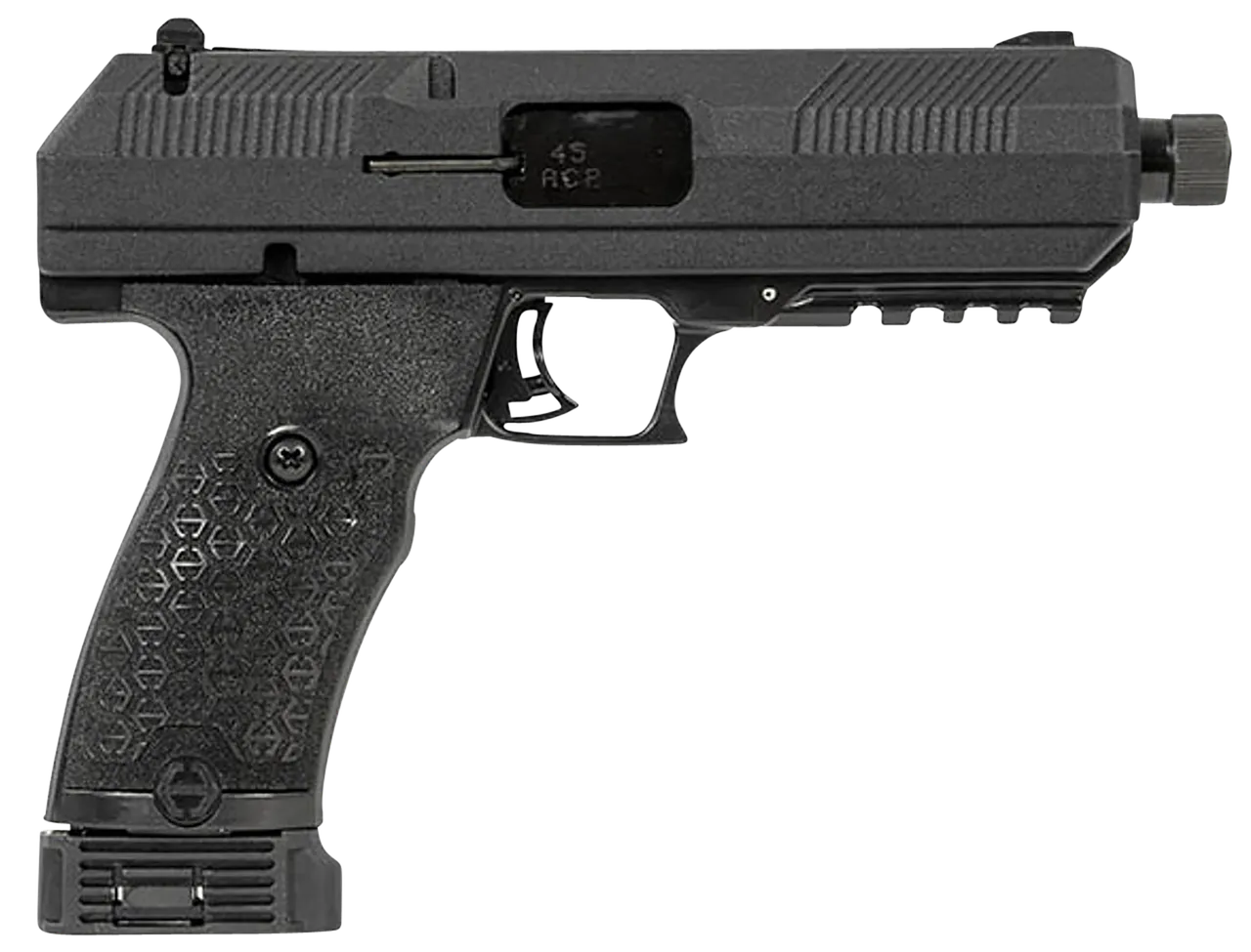 Hi-Point JHP45G2 JHP Gen2 45 ACP 9+1 4.50" Black Steel Threaded Barrel, Black Powder Coated Serrated Steel Slide, Black Polymer Frame w/Picatinny Rail, Black Polymer Grip