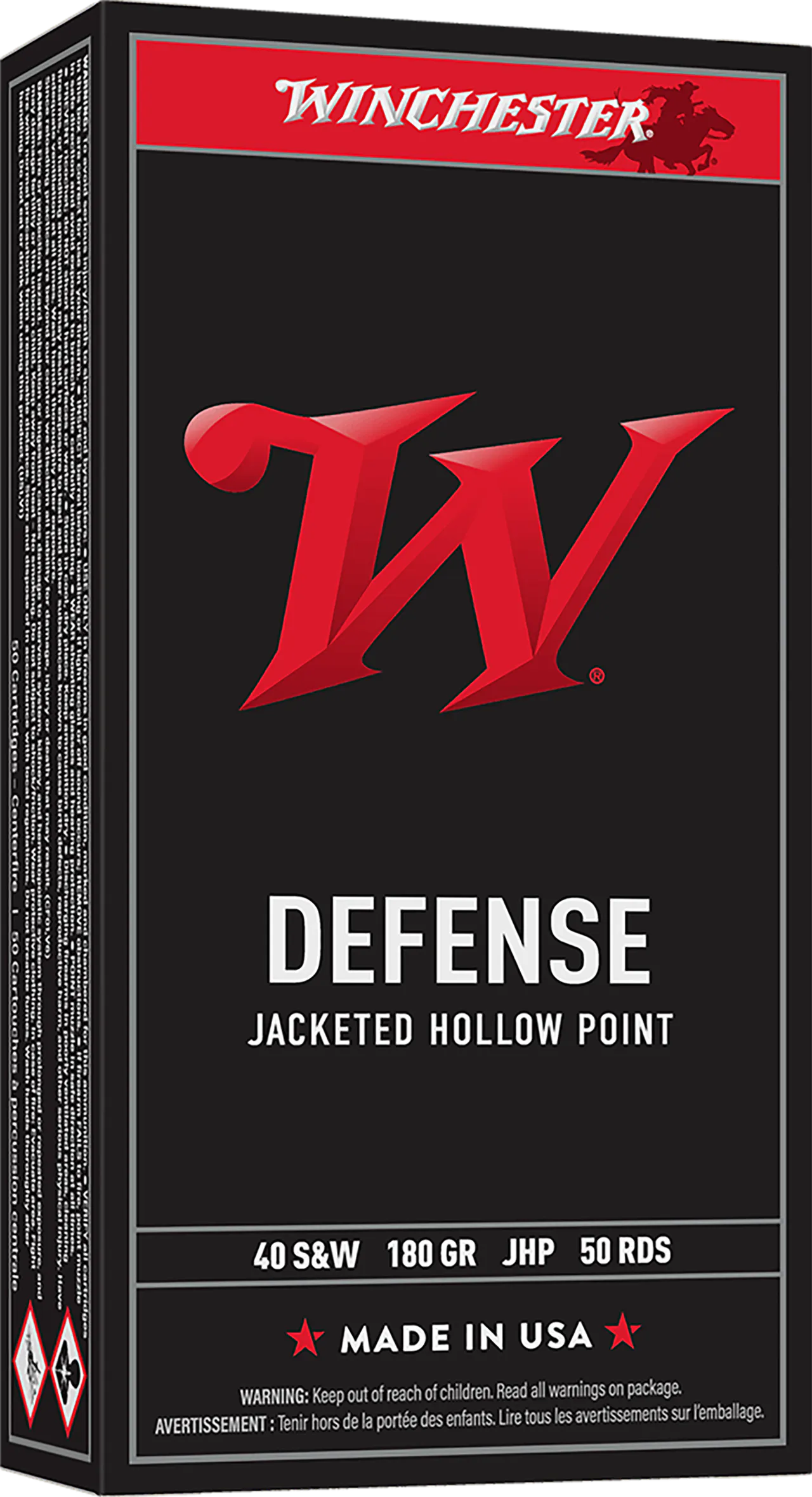 Winchester Ammo USA40JHP USA 40S&W 180gr Jacketed Hollow Point 50 Per Box/10 Case