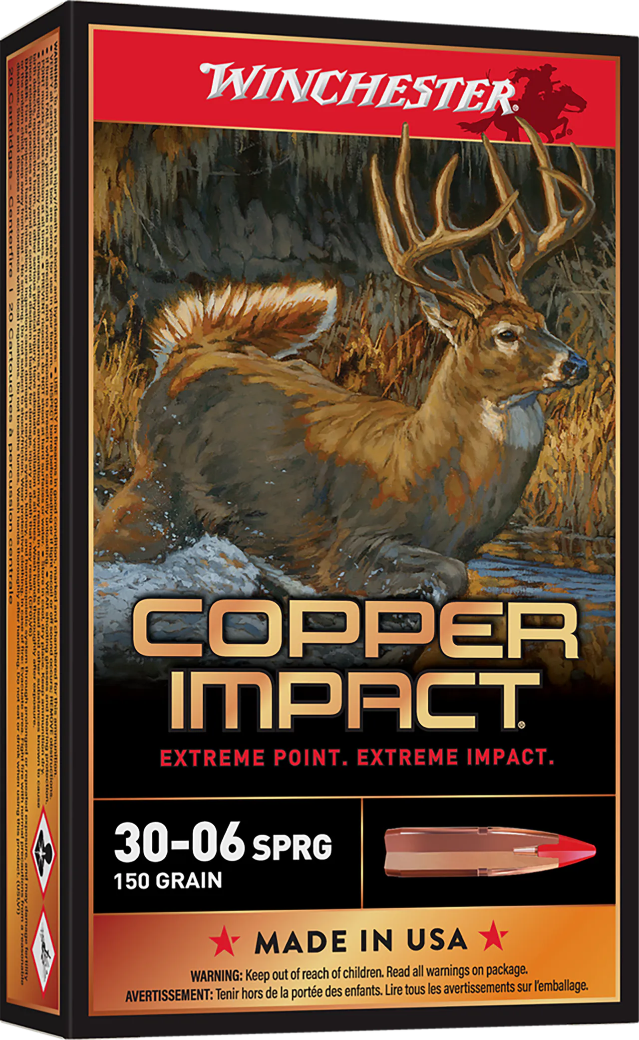 Winchester Ammo X3006CLF Copper Impact  30-06Springfield 150gr Copper Extreme Point Lead Free 20 Per Box/10 Case