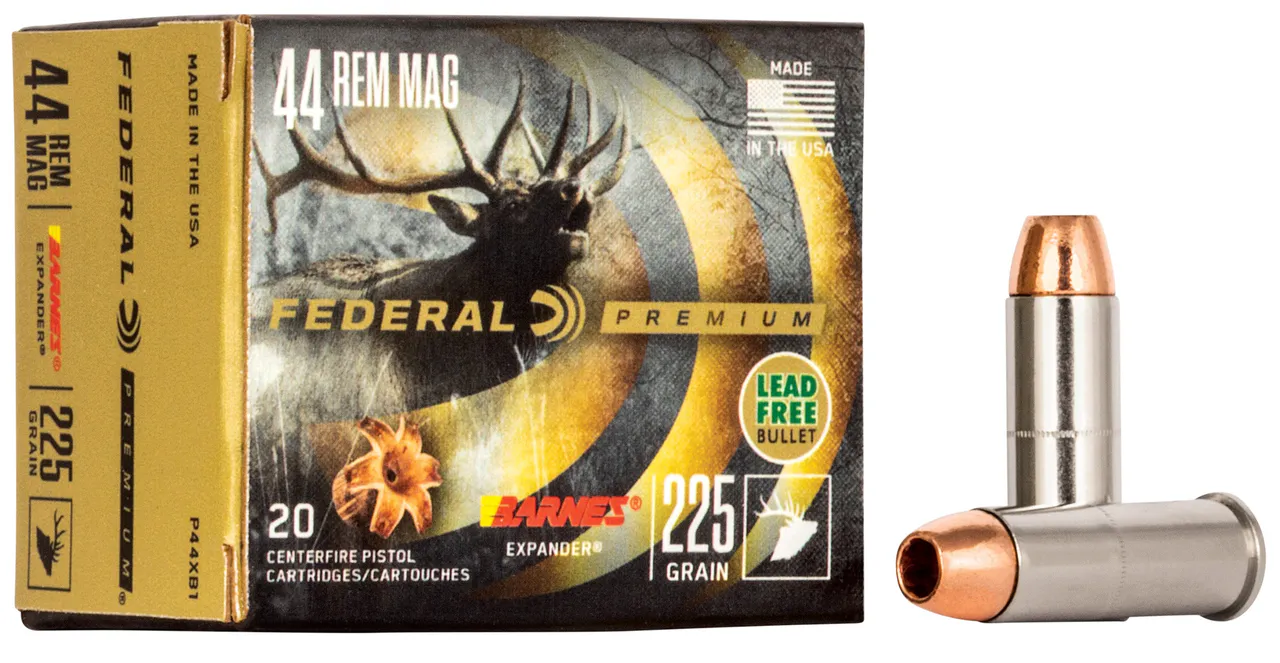 Federal P44XB1 Premium  44RemMag 225gr Barnes Expander BRX 20 Per Box/10 Case