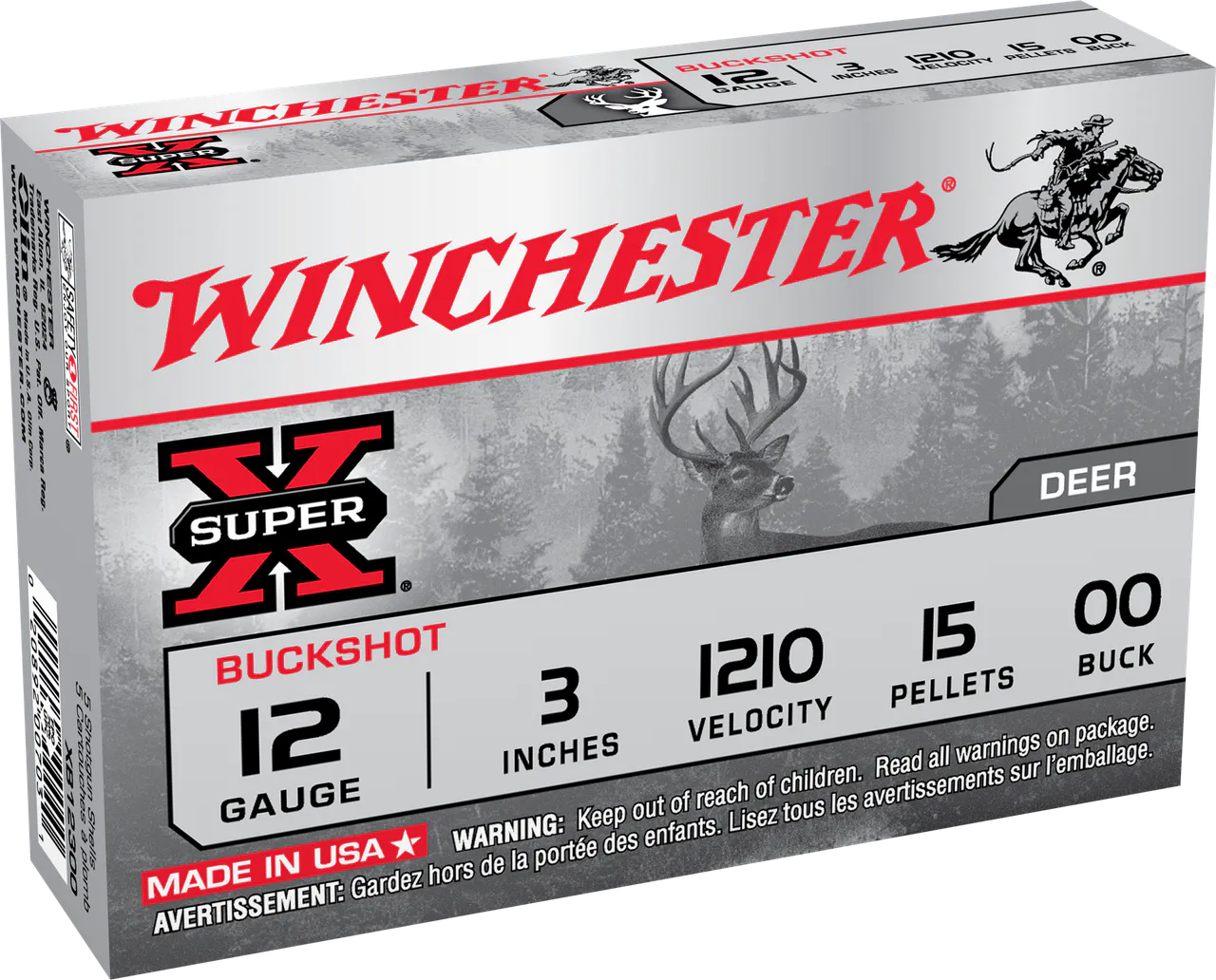 Winchester Ammo XB12300VP Super X  12Gauge 3" 15Pellets 00Buck Shot 15 Per Box/10 Case *Value Pack