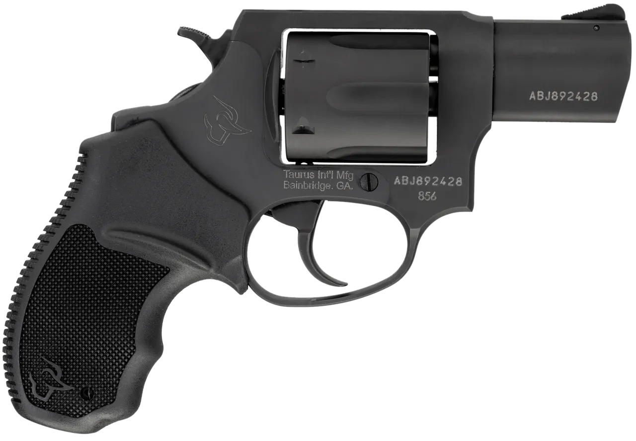 Taurus 2-85621 856 *CA Compliant Small 38 Special +P 6 Shot 2" Matte Black Carbon Steel Barrel, Cylinder & Frame, Black Finger Grooved Rubber Grip, Transfer Bar Safety, Exposed Hammer