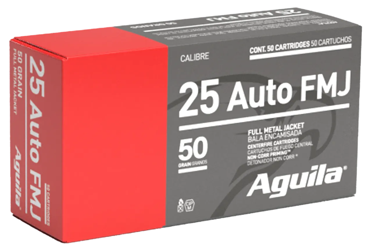 Aguila 1E252110 25ACP 50gr Full Metal Jacket 50 Per Box/20 Case