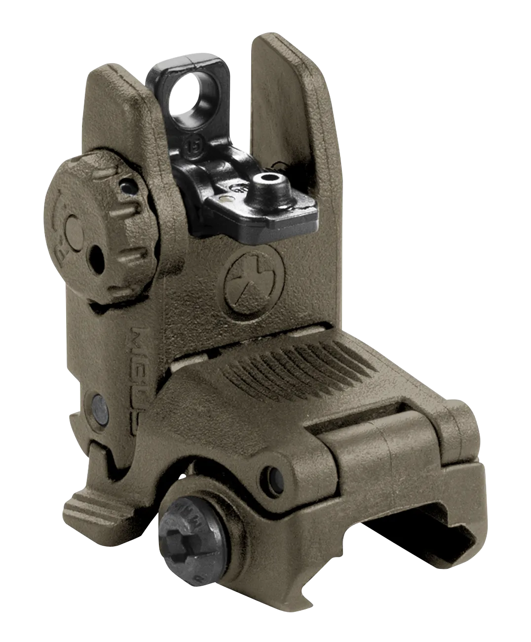 Magpul MAG248-ODG MBUS Sight Rear  Olive Drab Green Polymer, Spring-Loaded Flip Up for AR-15/ M16