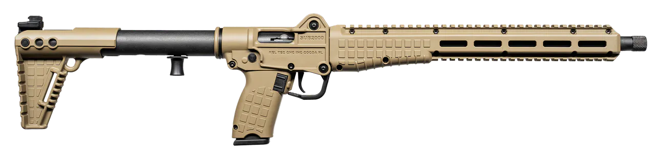 Kel-Tec SUB2K10GLKTAN SUB2000 Gen3 10mm Auto 15+1 16.15" Black Threaded Barrel, Tan Picatinny Rail Receiver, M-LOK Handguard, Rotating Forend, 3 Position Adj Tan Polymer Stock, Glock 20 Grip