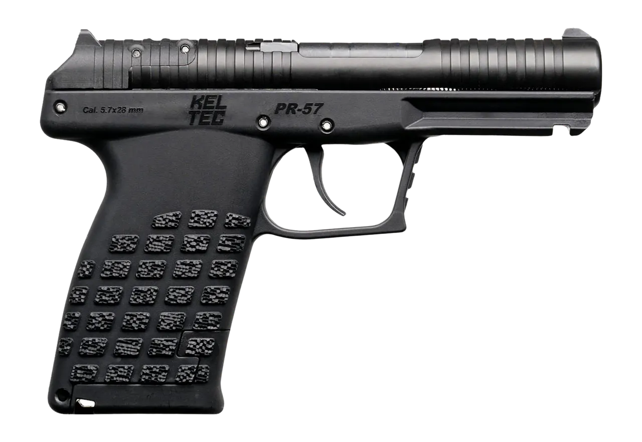 Kel-Tec PR57BLK10 PR-5.7  Compact 5.7x28mm 10+1 4.64" Stainless Rotary Barrel, Black Oxide Steel Optic Ready/Serrated Slide, Black Polymer Frame w/Accessory Rail, Textured Grip