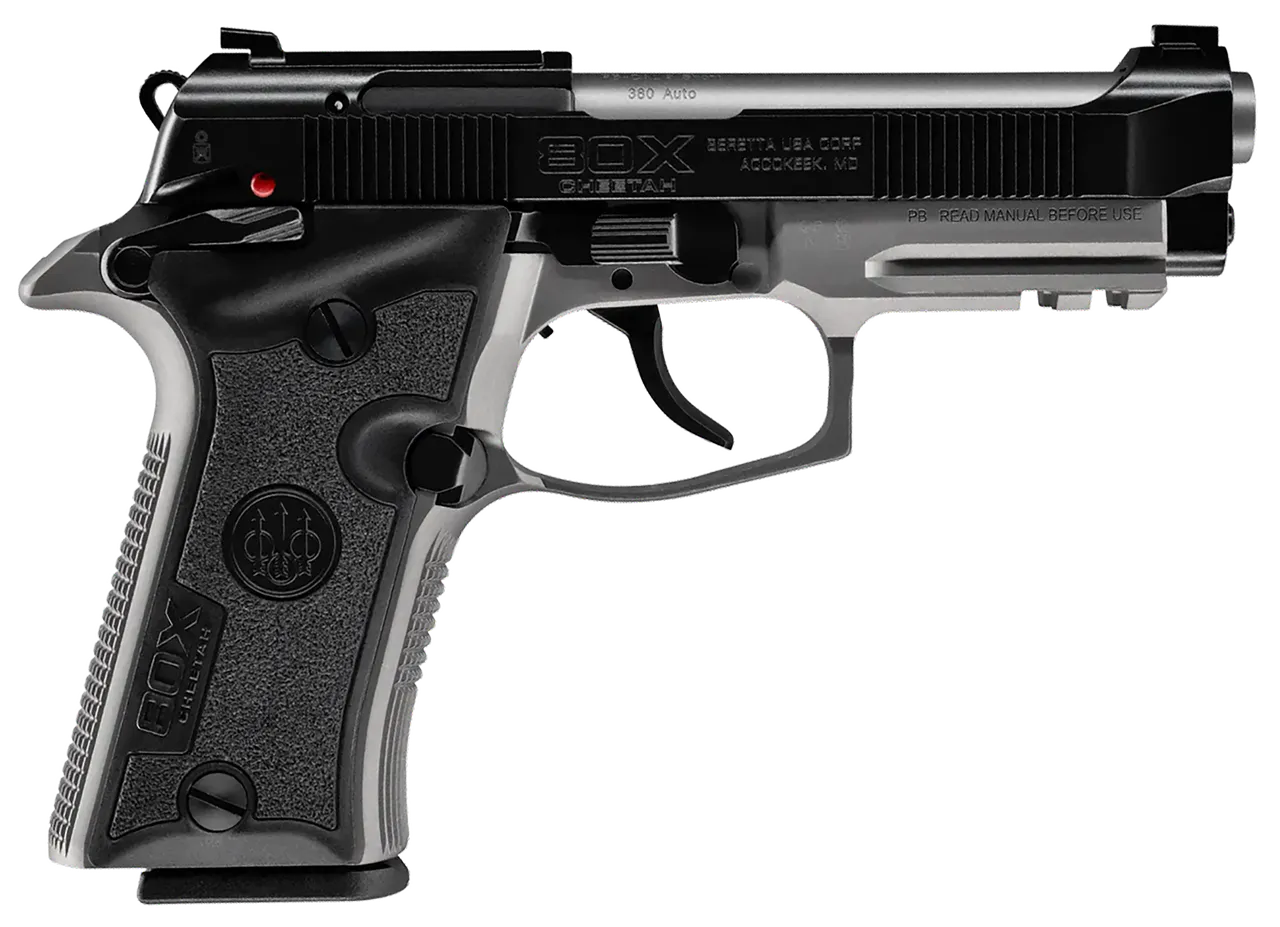 Beretta USA SPEC0716A 80X Cheetah Micro-Compact Frame 380 ACP 13+1 3.90" Stainless Barrel, Black Stainless Steel Optic Ready/Serrated Slide, Gray Aluminum Frame w/Picatinny Rail, Black Vertec Grip