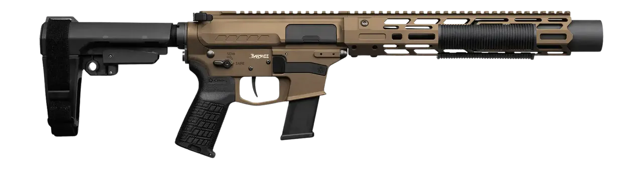CMMG 45AEA70-MB Zeroed Banshee MkG 45 ACP 13+1 6.50" Black Nitride Threaded Barrel, Midnight Bronze Cerakote Aluminum Receiver w/Picatinny Rail, M-LOK Handguard, Black Polymer CMMG RipBrace, CMMG Zero