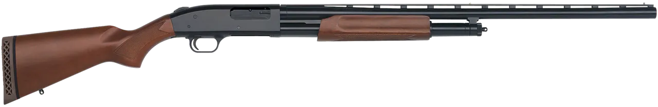 Mossberg 50120 500 All Purpose Full Size 12 Gauge Pump 3" 5+1 28" Blued Vent Rib Barrel, Blued Integral Scope Mount Steel Receiver, Fixed Hardwood Stock, Right Hand, Accu-Set Chokes