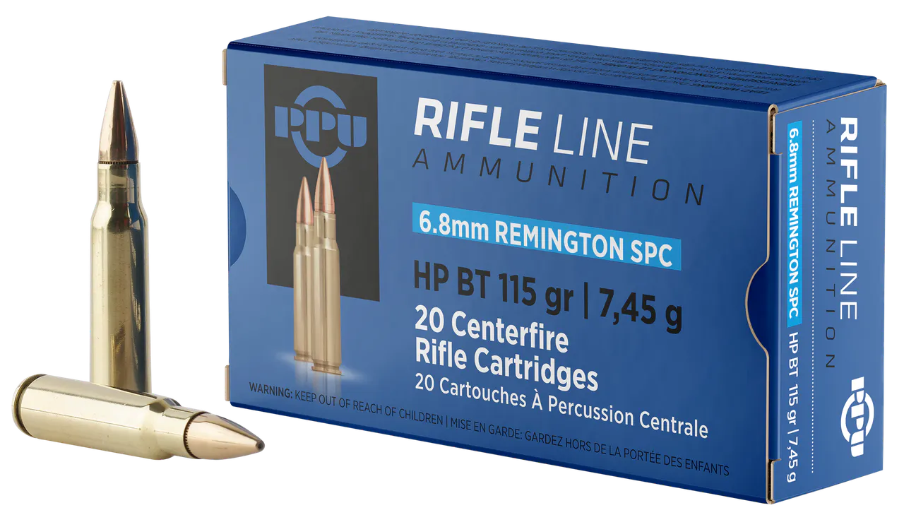 PPU PP68H Standard Rifle  6.8mmRemSPC 115gr Hollow Point Boat Tail 20 Per Box/50 Case