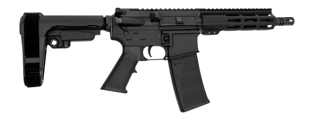 Andro Corp Industries 5568CB ACI-15 CQB 5.56 NATO 30+1 8" Black Nitride Threaded Barrel, Black Anodized Aluminum Receiver w/Picatinny Rail, M-LOK Handguard, Black Polymer SBA3 Pistol Brace, Black A2 G