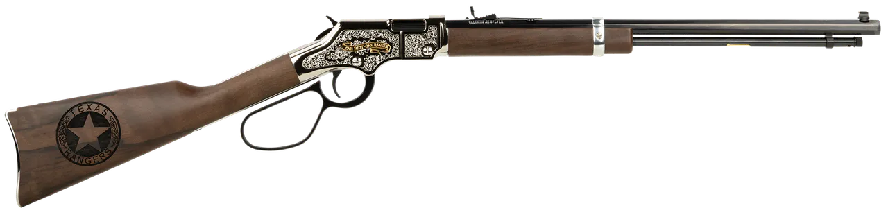 Henry H004TR Golden Boy Texas Rangers Bicentennial Tribute Edition 22 Short, 22 Long or 22 LR, 16 LR/21 Short Capacity, 20" Blued Octagon Barrel, Engraved Nickel-Plated Rec & American Walnut Stock, Ad