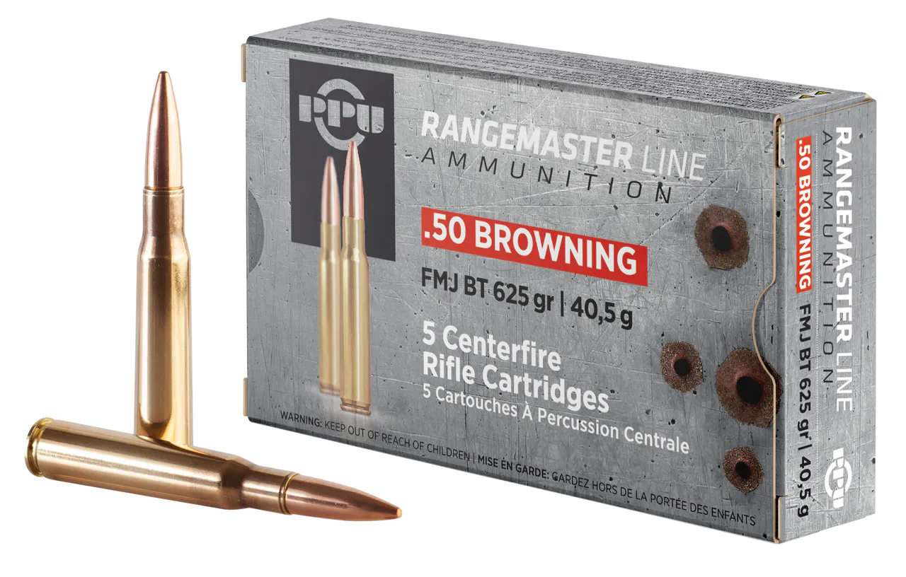 PPU PPRM50 Rangemaster  50BMG 625gr Full Metal Jacket 5 Per Box/20 Case