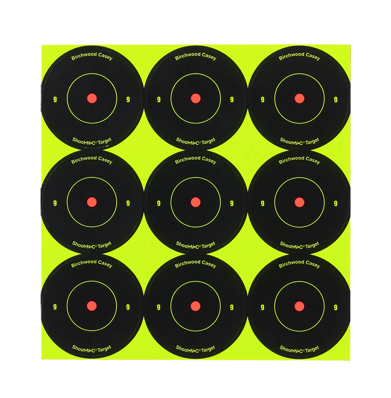 Birchwood Casey 34210 Shoot-N-C Reactive Target Self-Adhesive Paper Black/Yellow 2" Bullseye 12 Pack
