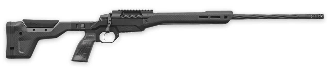 Weatherby 3WAMH7MMPR4B 307 Alpine MDT 7mm PRC 3+1 22" Graphite Black Cerakote Fluted Threaded Barrel & Picatinny Rail Steel Receiver, Arca Rail Forend, Black Carbon Fiber HNT26 MDT Chassis, Black Grip