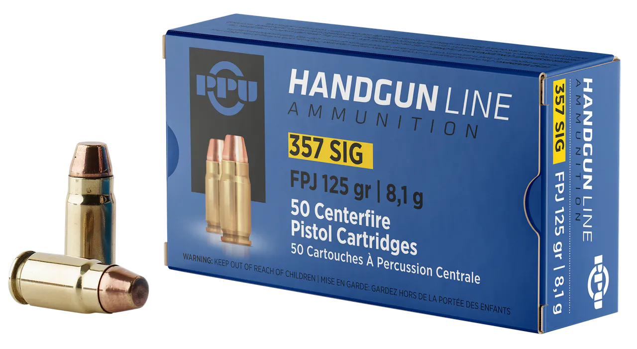 PPU PPH357S Handgun 357Sig 125gr Flat Point Jacketed 50 Per Box/20 Case