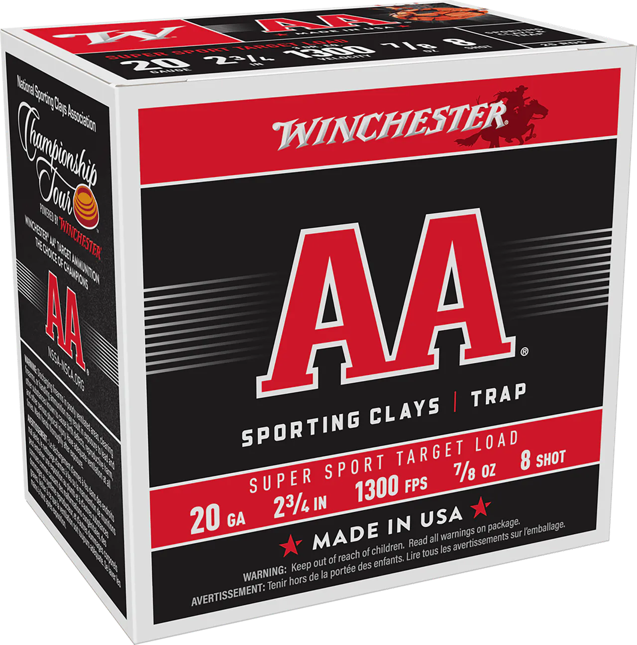 Winchester Ammo AASC208 AA Super Sport Sporting Clay 20Gauge 2.75" 7/8oz 8Shot 25 Per Box/10 Case