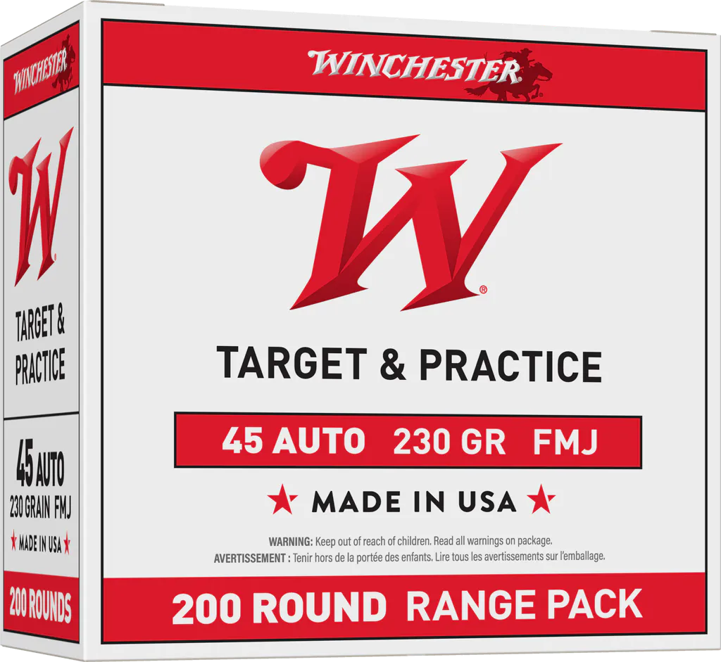 Winchester Ammo USA45W USA Range Pack 45ACP 230gr Full Metal Jacket 200 Per Box/3 Case