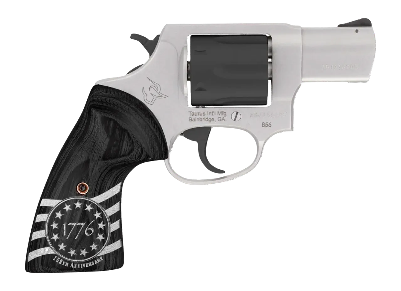 Taurus 2-85625-US3 856 1776 Small 38 Special +P 6 Shot 2" Stainless Steel Barrel, Black Stainless Steel Cylinder, Stainless Steel Frame, Custom Altamont Grip, Transfer Bar Safety