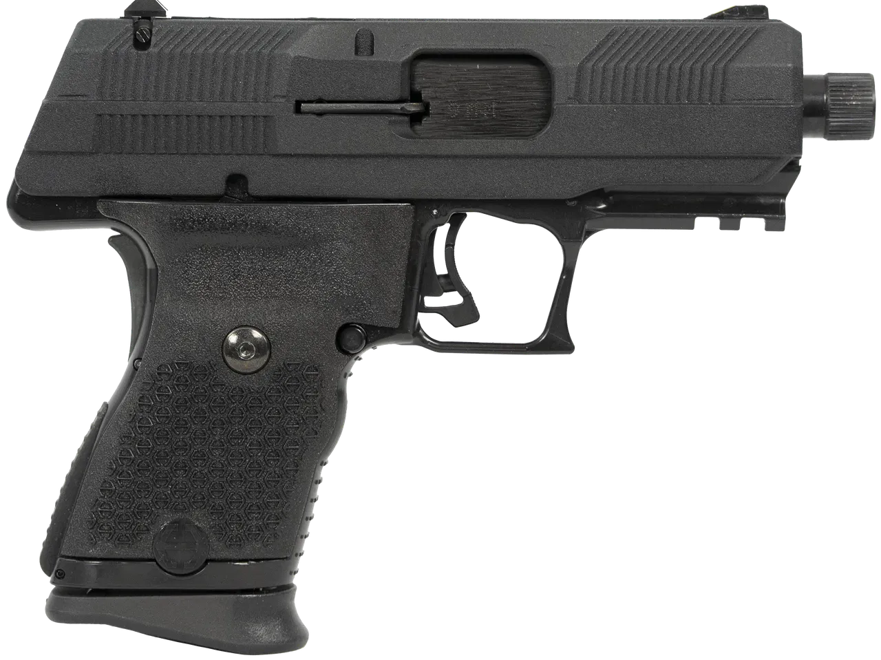 Hi-Point YC9YEET YC9  9mm Luger 10+1 4.12" Black Steel Threaded Barrel, Black w/Engraved "Yeet Cannon" YC9 Styled/Serrated Slide, Black Polymer Frame w/Picatinny Rail, Black Plastic Grips