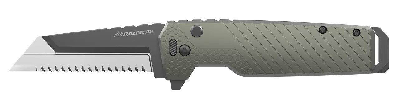 Outdoor Edge XDS430AC Razor XD4 3" Folding Serrated 420J2 SS Blade Green