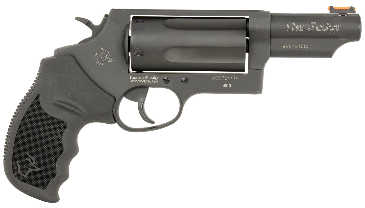 Taurus 24410P31MAG Judge T.O.R.O Magnum Compact Frame 45 Colt (Long Colt)/410 Gauge 5 3" Matte Black Oxide Steel Barrel, Cylinder & Frame, Black Rubber Grip, Transfer Bar Safety, Exposed Hammer