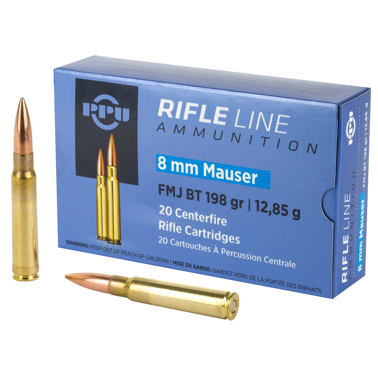 PPU 8MM MAUSER FMJ 198GR 20/200