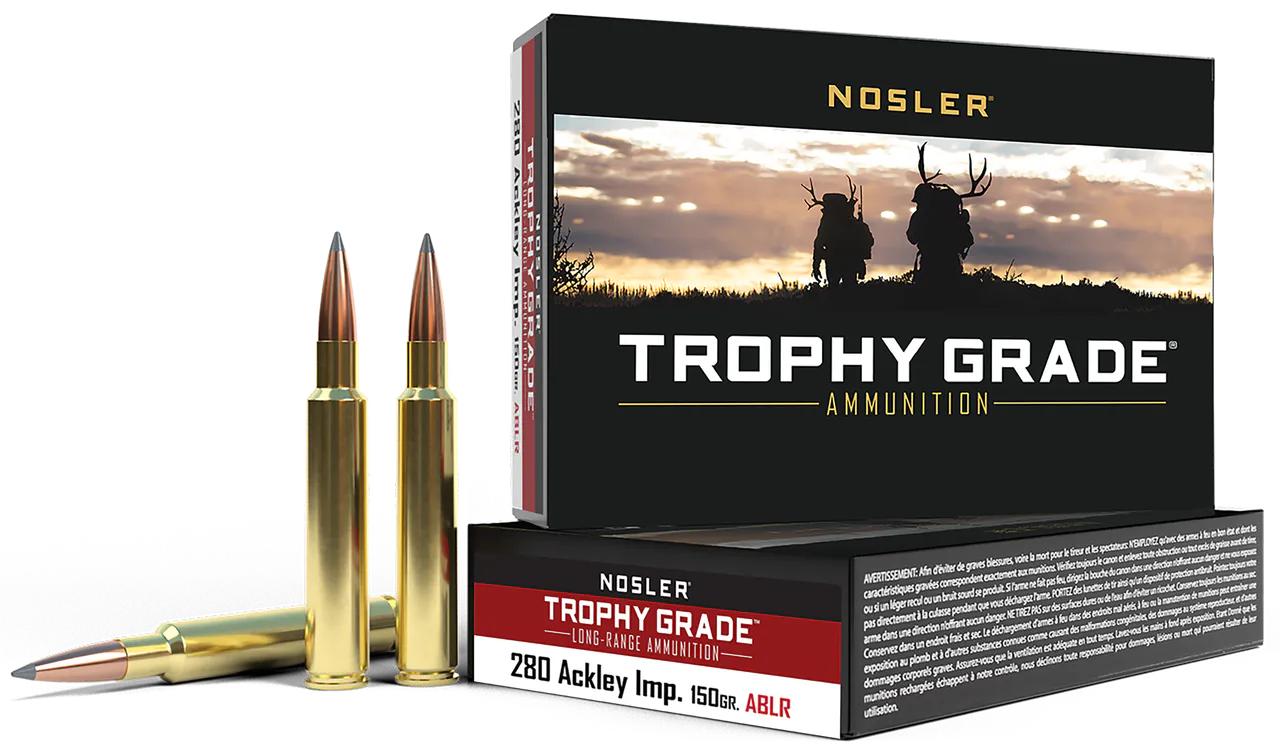 Nosler 60116 Trophy Grade Long-Range 280Ackley Improved 150gr Nosler Spitzer AccuBond Long Range 20 Per Box/10 Case